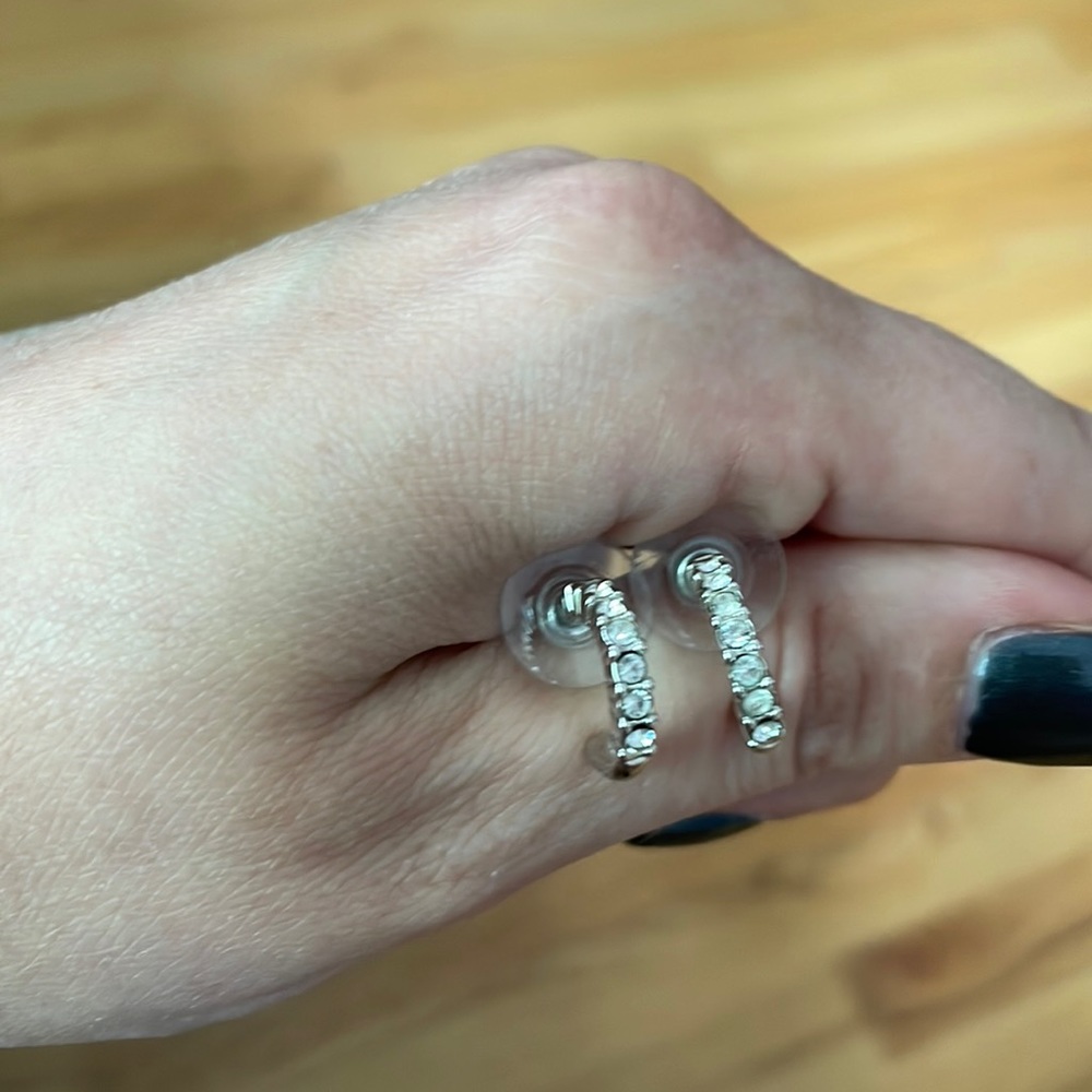 Rhinestone huggie hoops